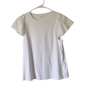 Kate Spade White Short Sleeve Eyelet Blouse Size S Women